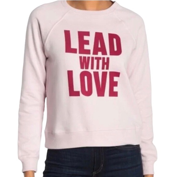 Rebecca Minkoff Lead with Love Lettering Sweatshirt Long Sleeve Crew Neck Top M - Picture 2 of 12